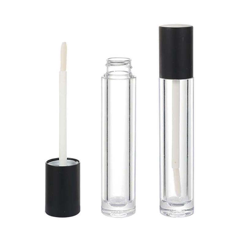 Clear Round Lip Gloss Tube with Matte Bl