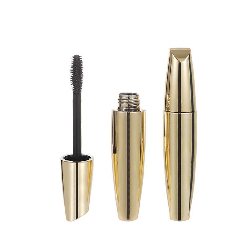 Glossy Gold Mascara Tube with Slanted Ca