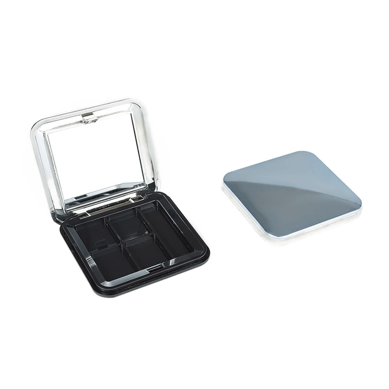 Discover our square eyeshadow palette with built-in mirror. Premium design with four-pan insert, ideal for customized cosmetic packaging and brand presentation.