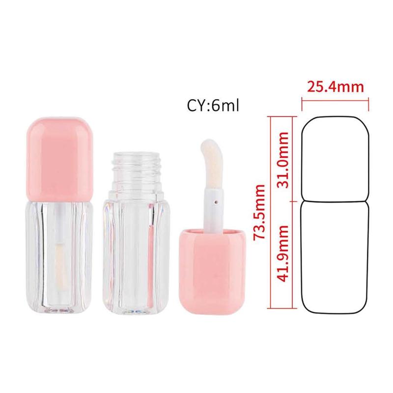 6ml Square Lip Gloss Tube with Soft Pink