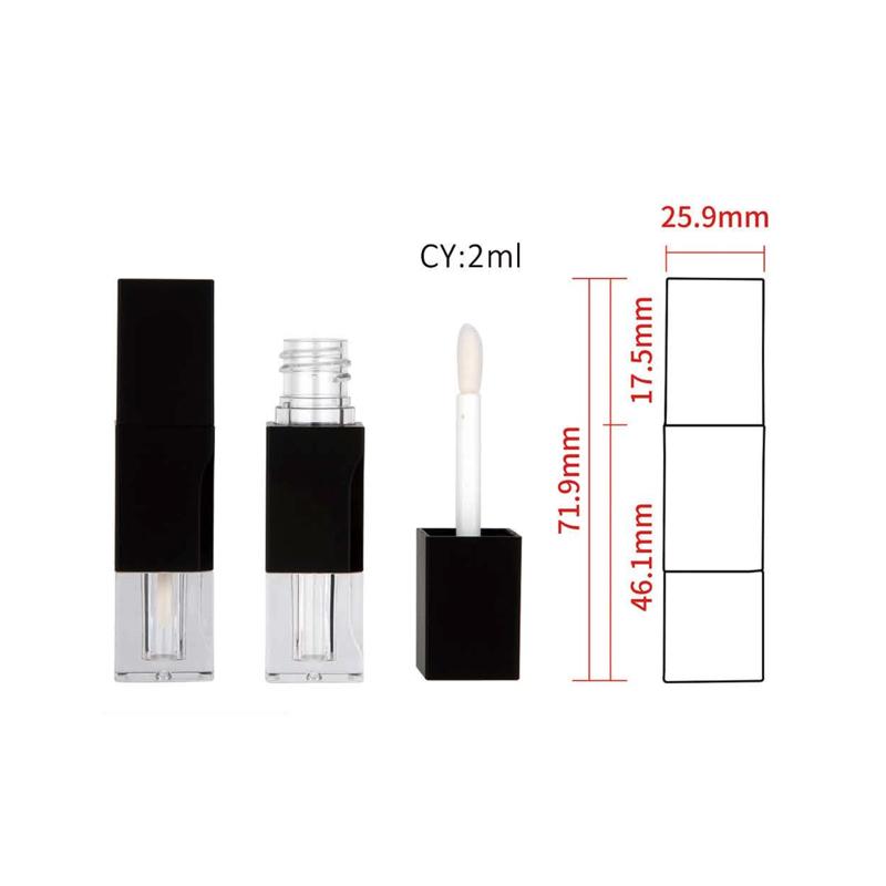 Square Black Lip Gloss Tube with Clear B