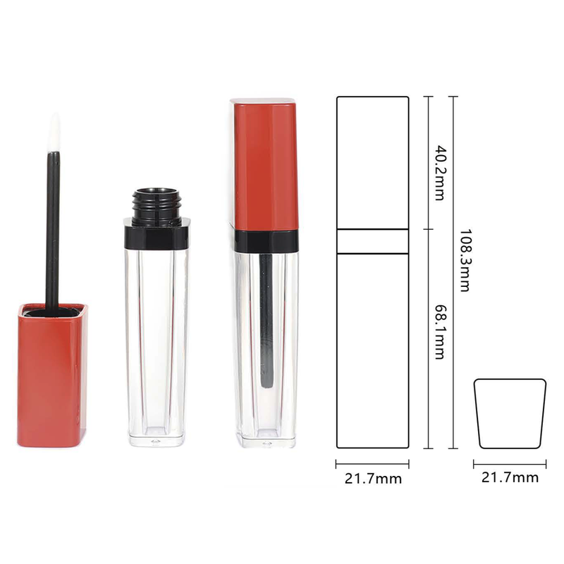 Square Matte Red Lip Gloss Tube