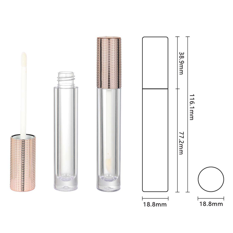 Lip Gloss Tube with Textured Metallic Ca