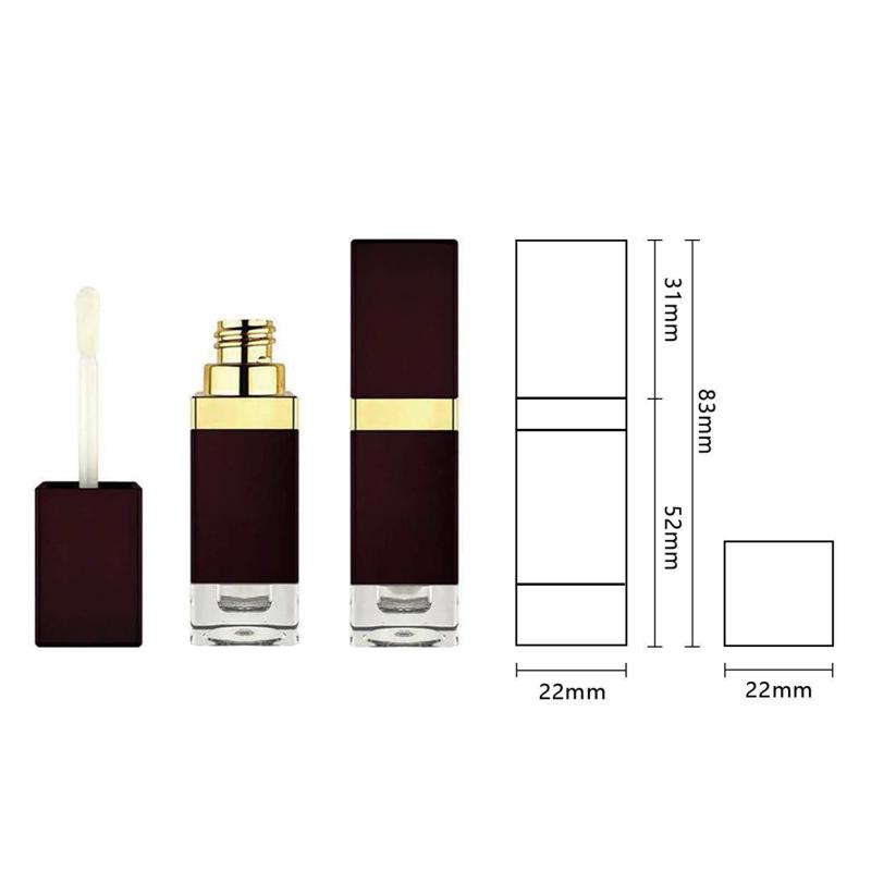 Square Matte Lip Gloss Tube with Gold Ac