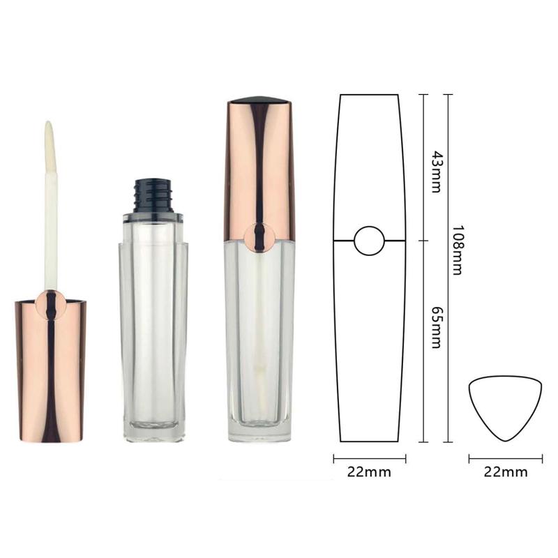 Triangular Lip Gloss Tube with Rose Gold